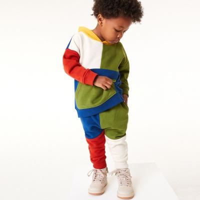 China 2022 kids casual wear outfit colorblock private label boys sets clothes kids clothing for sale