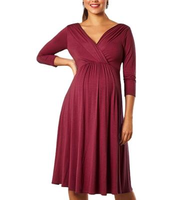 China Summer Anti-Static V-Neckline Dress Custom Made Maternity Clothing Pregnancy Casual Dresses for sale