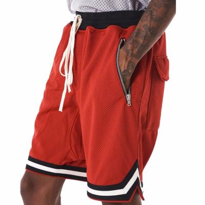 China Wholesale Summer Men Breathable Drop Crotch Basketball Shorts Mesh Shorts With Zipper Pockets for sale