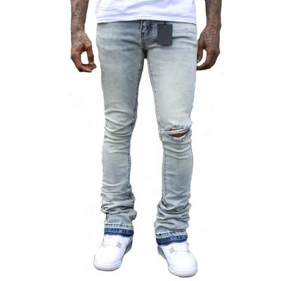 China OEM Breathable Mens Plain Pile Denim Cotton Pile Bottom Plus Size Mens Jeans for sale