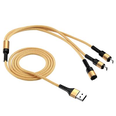 China MP3/MP4 Player 2021 Hot New Alloy Braided Micro 1.2M USB/C-Type/IOS 3 in 1 Charging Cable 3A Multi-interface Data Cable Mobile Phone Charger for sale