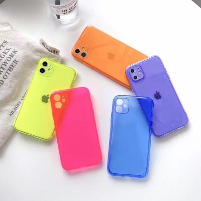 China Colorful Shockproof Camera Protective tpu Phone Case For iPhone 11 12 Pro Mini Max X XR XS 7 Max 8 Plus Se Anti-fall Soft Fluorescent Cover for sale