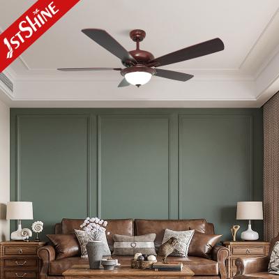 China 3000K Retro Ceiling Fan With Dark Walnut Blades And Glass Lampshade for sale