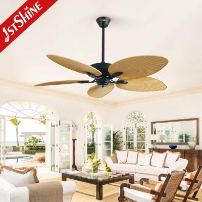 China 56 Inches DC Motor Tropical Style Ceiling Fan , Remote Control 5 Blades Ceiling Fan for sale