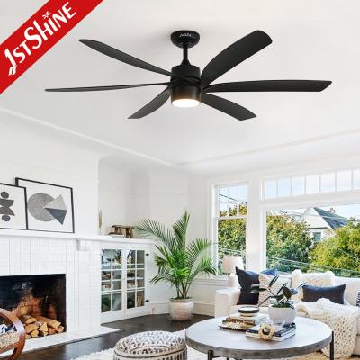 China Larger 6 Abs Blades Modern Ceiling Fan Led Light Black High Air Volume 65 Inches for sale