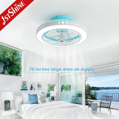 China Flush Mount Modern Bladeless Ceiling Fan 3 Color Led Light Quiet Dc Motor for sale