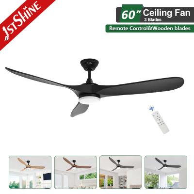 China Black Ceiling Fan 3 Blade Solid Wood Blade High Speed Low Noise Dc Motor for sale