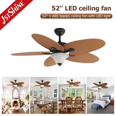 China 52 Inches DC Motor Tropical Style Decorative Ceiling Fan Remote Control 5 Blades Ceiling Fan for sale