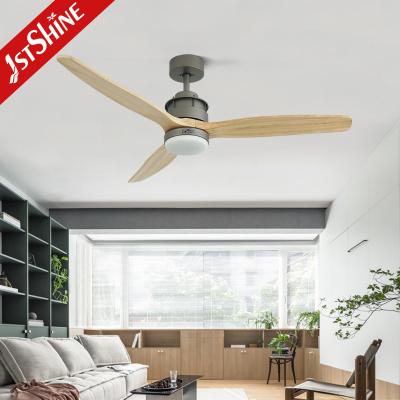 China 52 Inch Bldc Remote LED Ceiling Fan 3 Natural Solid Wood Blades for sale