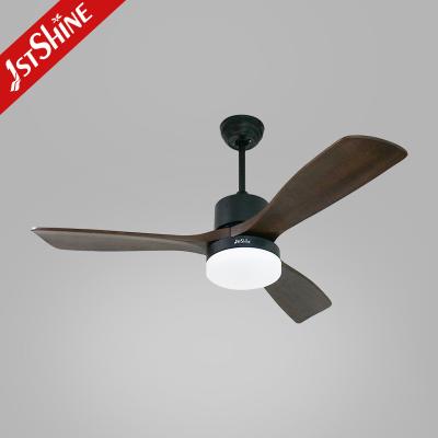 China Dimmable LED Solid Wood Ceiling Fan With Light 3 Speed Choice for sale