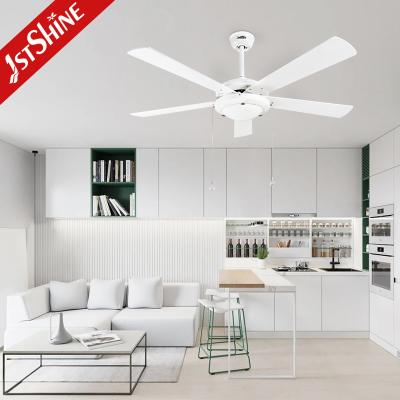 China Plywood Modern LED Ceiling Fan With 5 Blades Frosted Glass Light for sale