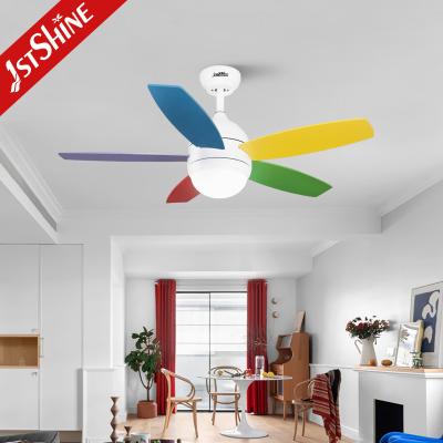 China OEM 5 Colorful MDF Blades Modern Ceiling Fan With Light AC Motor for sale