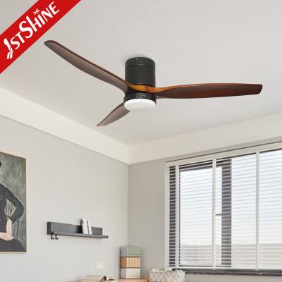 China 3 Natural Wooden Blades Decorative Ceiling Fan Flush Mounted With Remote for sale