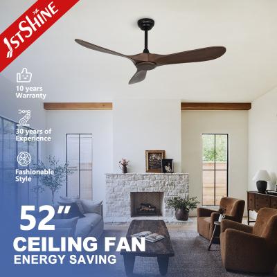 China Living Room Large Airflow Solid Wood Ceiling Fan Without Light Quite Dc Motor In 52 Inches Diameter for sale