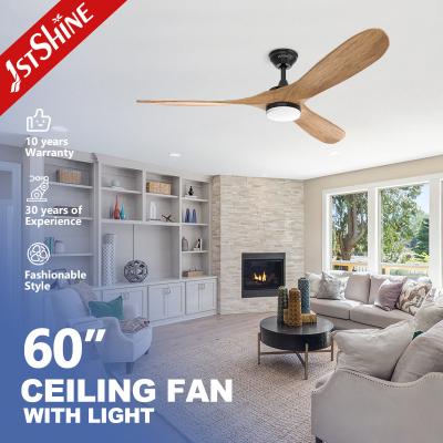 China 3 Wood Blade Ceiling Fan With Led Dimmable Light Hotel Decorative Indoor for sale