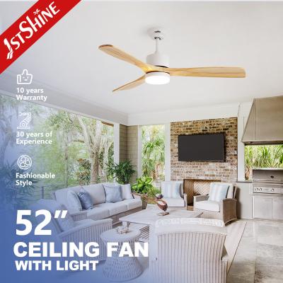 China 3 Wooden Blades Ceiling Fan With Lamp Indoor Decorative Lower Noise for sale