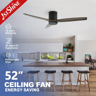 China 3 Wood Blades Ceiling Fan Low Profile Quiet Energy Saving Dc Motor Flush Mount 52 Inches for sale