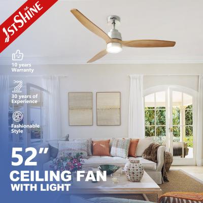 China 52in solid wood Remote Control Smart App Control Wifi led Ceiling Fan With Light for sale