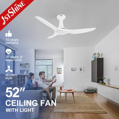 China Power Saving AC Motor Plastic Ceiling Fan White Warm Yellow Light for sale