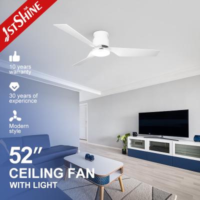 China 52 Inches Ceiling Fan Light White Plastic Blades dc Motor Low Profile Living Room for sale