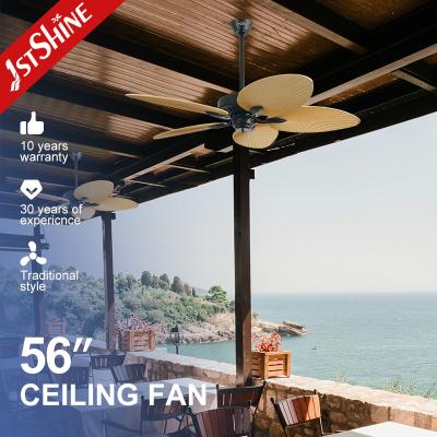 China 56 Inches DC Motor Tropical Style Ceiling Fan , Remote Control 5 Blades Ceiling Fan for sale