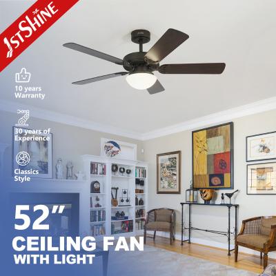 China Rustic Led Ceiling Fan Light 5 MDF Blade Low Noise DC Motor Low Voltage for sale