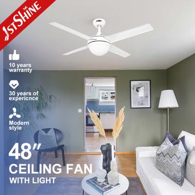 China 230V 50HZ OEM 4 Iron Blades Dimmable Remote LED Ceiling Fan Light for sale