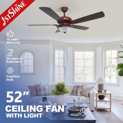 China 3000K Retro Ceiling Fan With Dark Walnut Blades And Glass Lampshade for sale