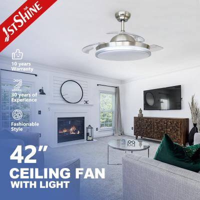 China LED Retractable Ceiling Fan Light 3 Speed Remote Control Modern for sale