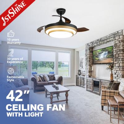 China 42'' Retractable Ceiling Fan With Dimmable LED Light Amd DC Motor for sale