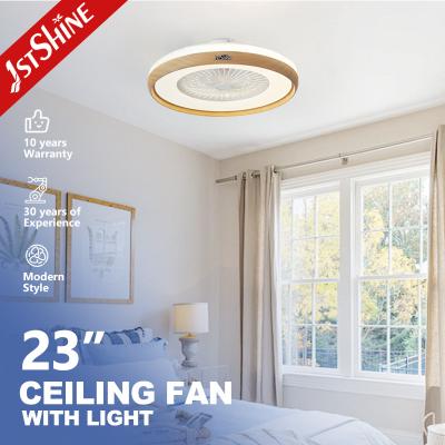 China Imitation Wood Grain Finish 23 Inch AC Motor LED Bedroom Ceiling Fan for sale