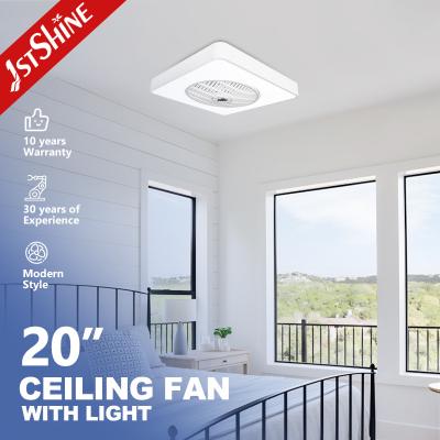 China 20 Inch Mini Dimmable Led Ceiling Fan 7 PC Blades White Finished For Indoor Usage for sale