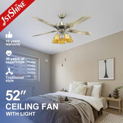 China 110V Metal Blade Ceiling Fan With Light 52 Inch And AC Motor for sale