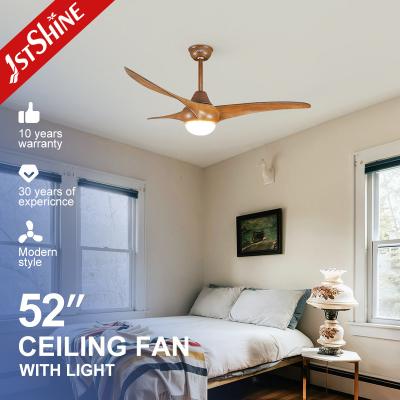 China Quiet Wood Grain Plastic Ceiling Fan With Remote 3 Color LED Light for sale