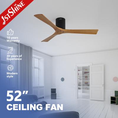 China Solid Wood Blade Black Finish Flush Mount Decorative Ceiling Fan with Lower Noise and Remote Control Switch Type for sale