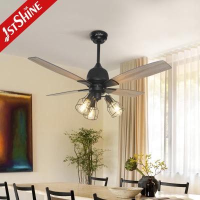 China Indoor 48 inch Industrial Style Ceiling Fan With Light Remote Control for sale