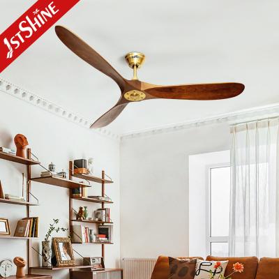 China 3 Wooden Blades Decorative 60 Inch Ceiling Fan 220V With Remote Control for sale