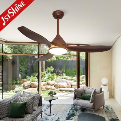 China 48in Plastic LED Ceiling Fan 220V 50HZ With Wood Grain Blades for sale