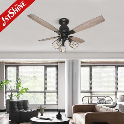 China Farmhouse Vintage Style Remote Ceiling Fan 220V With 4 MDF Blades for sale