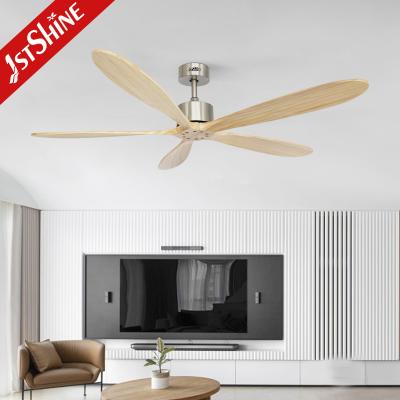 China Living Room Big Wooden Blade Ceiling Fan Remote Control With No Light for sale