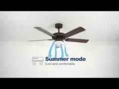 Rustic Ceiling Fan Lamp 5 MDF Blade DC Motor Low Voltage