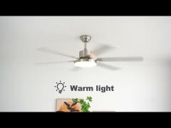 58 Inch Bedroom Ceiling Fans With Lights Reversible Silent DC Motor MDF Blade