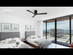Dark Wood Ceiling Fan With DC Motor Quiet High-Speed