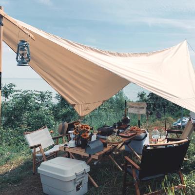 China Diagonal tie type Glamping fly leaf sunshade awning fishing tent rain fly tarp camping tent for sale for sale