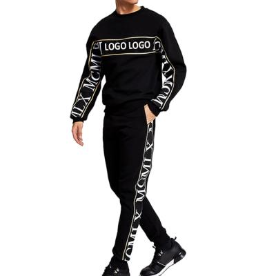 China High End Sportswear QUICK DRY 2 Piece Set Oversized Embroidered Striped Sportswear Set Stitching Custom Logo Mens Sportswear for sale