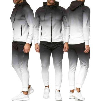 China Custom Anti-wrinkle Gradient Zipper Hoodie Two Piece Sportswear Men Wear for sale