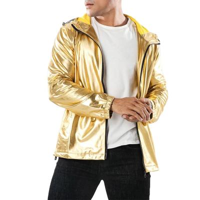 China QUICK DRY Custom Fashion Gold Zipper Coat Hoodie Men's Long Sleeve Gold Jacket for sale