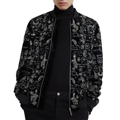 China Fashion Embroidery Rhinestone Sequin Pilot QUICK DRY Jacket For Men for sale