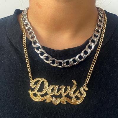 China Punk Personalized Custom Name LOGO Necklace Jewelry Gold Plated Pendant for sale