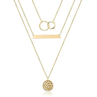 China Punk Layered Initial Necklaces For Women 14K Gold Plated Bar Necklace Tasty Layering Hexagon Letter Pendant Necklace for sale